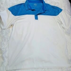 SLAZENGER golf polo shirt, blue and white men's size large short sleeved